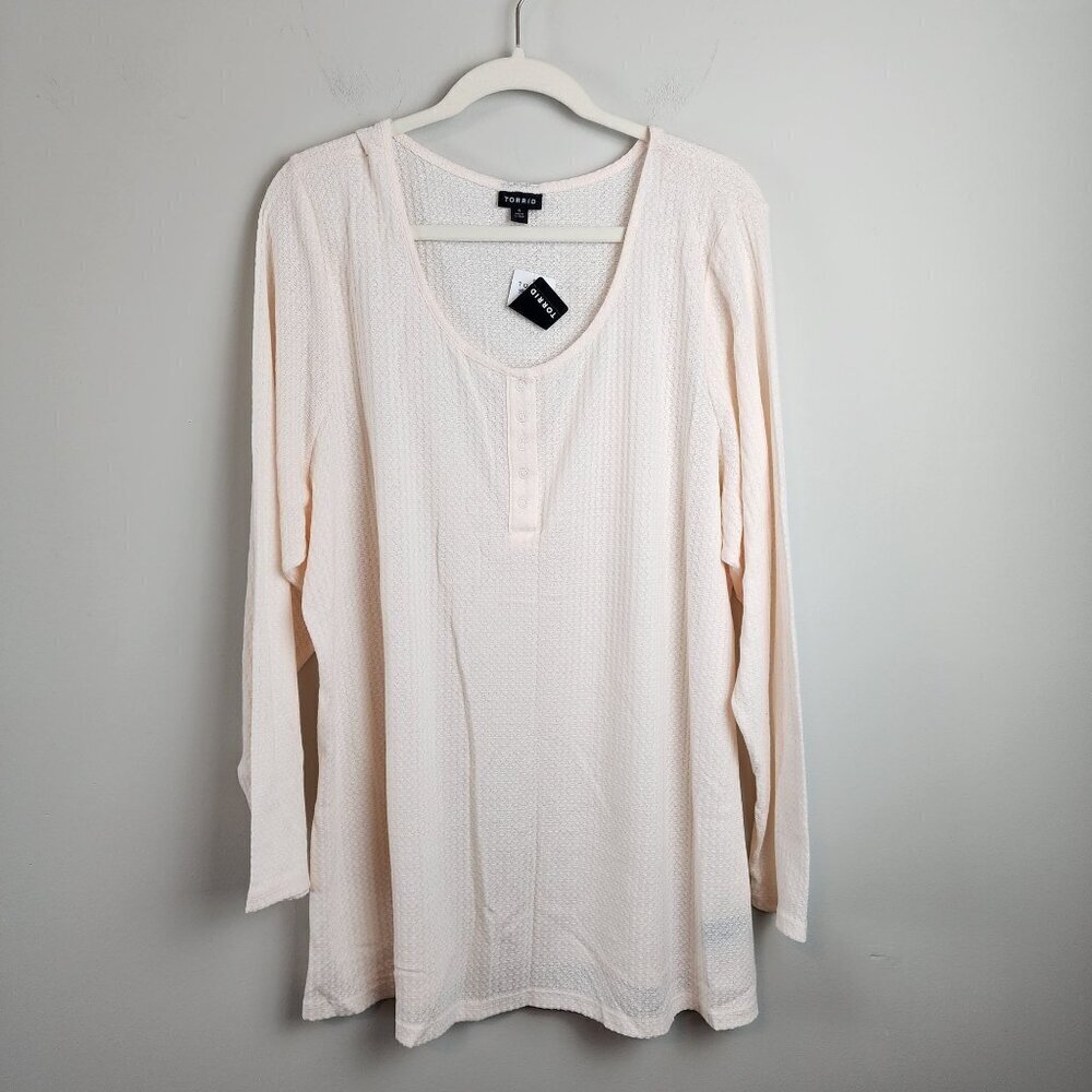 Torrid sz 4 / 4X women waffle knit snap front henley top shirt New